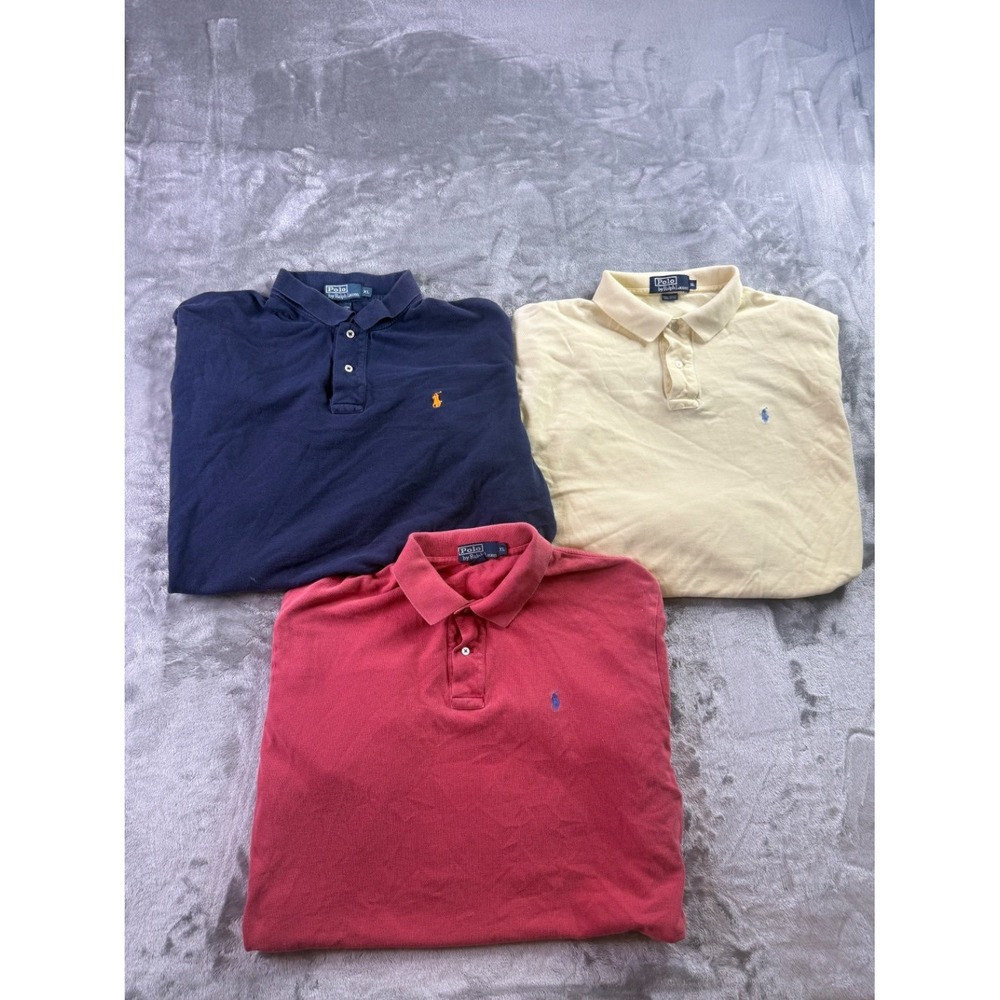 Polo By Ralph Lauren Mens XL Lot of 3 Multicolor Pack Cotton Polos Pony Logo